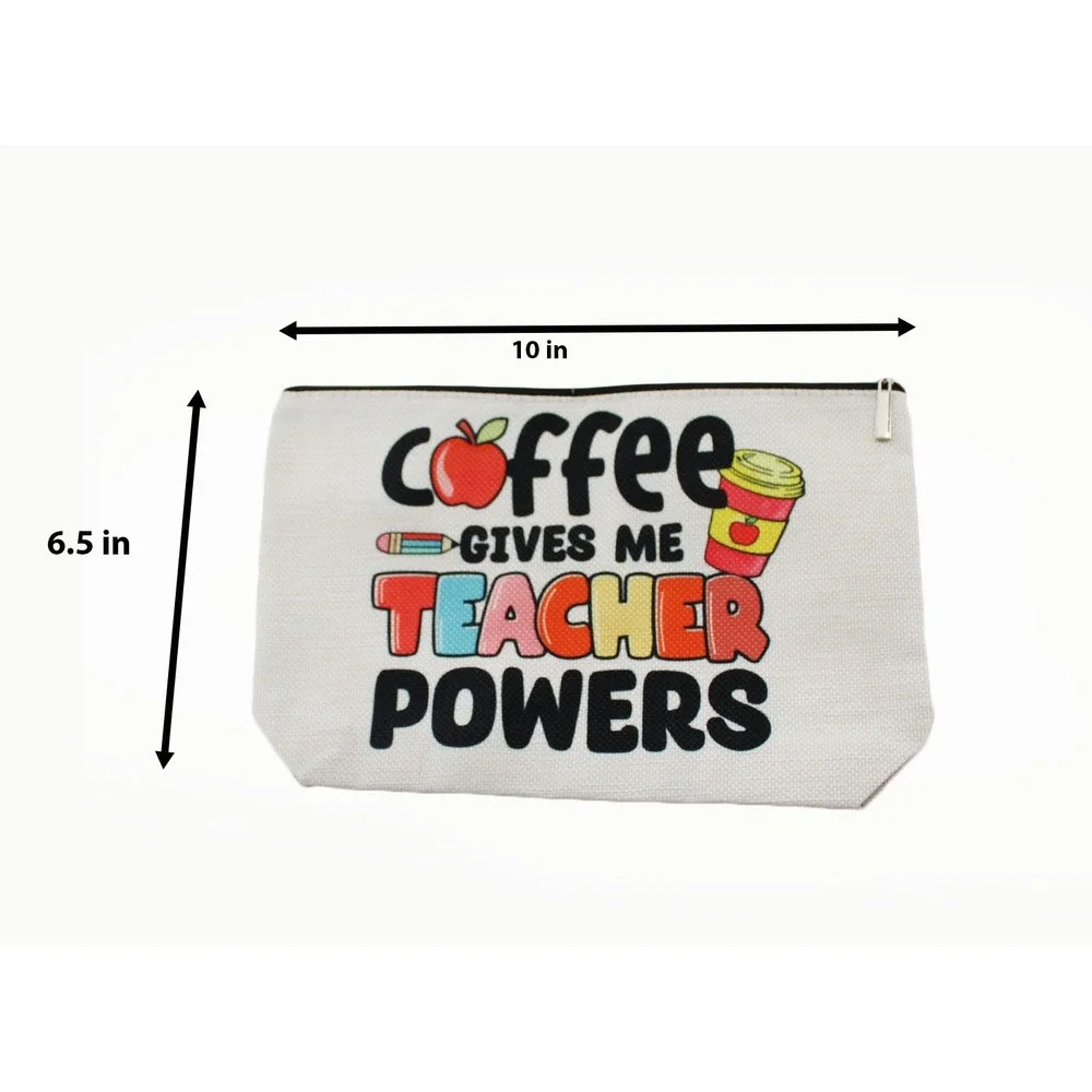 Coffee Gives Me Teacher Powers Canvas Accessories Pouch